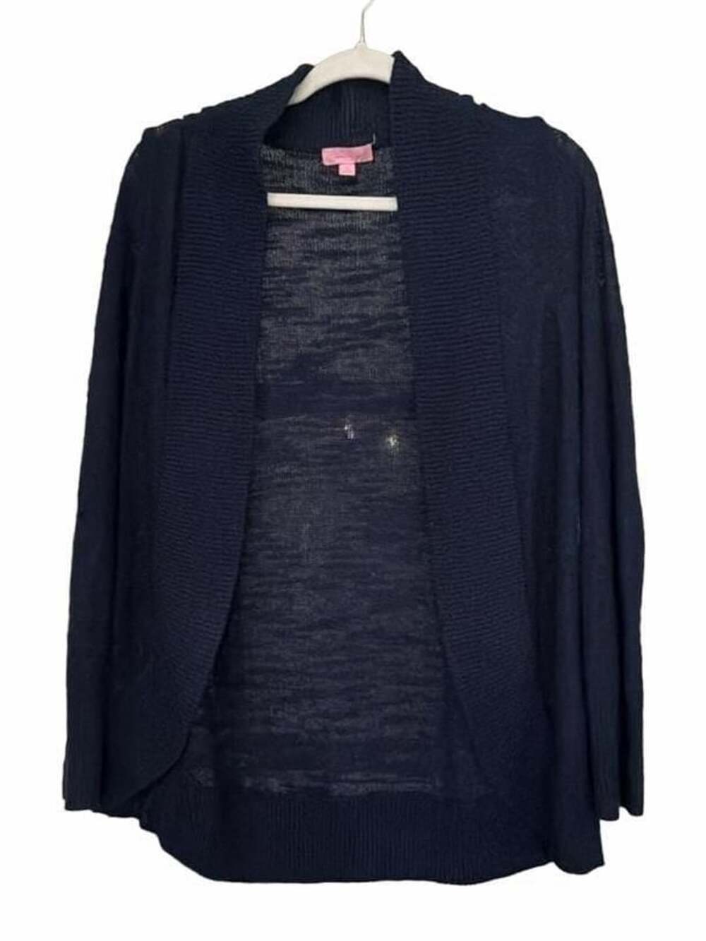 Lilly Pulitzer Open Front Cardigan Size M Navy Blue Lightweight Sweater